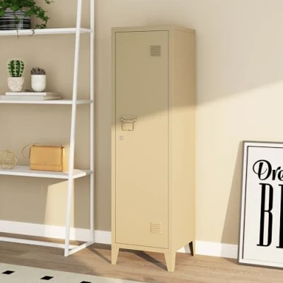 Afbeelding van Lockerkast Kurikka metaal 137x38x38 cm camel [en.casa]