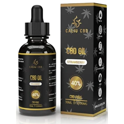 Image de Cbd Huile de chanvre 40% 12000mg 30ML À l&#039;extrait Fraise Fabriqué dans l&#039;UE 0% THC 1200 gouttes graines cannabis.