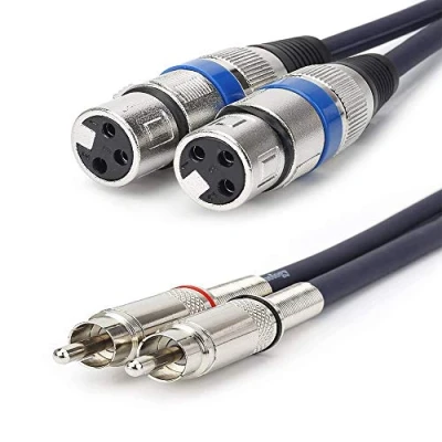Afbeelding van 2 xXLR vrouwelijke kabels naar x RCA kabel, dubbele adapter, XLR microfoon, hifi audiokabel, kabel (5 m)