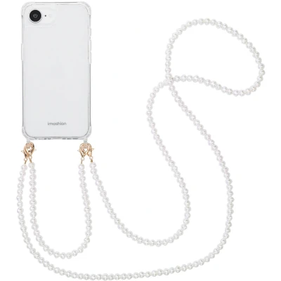 Afbeelding van imoshion Backcover met koord + armband voor de iPhone 16e Parels
