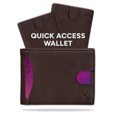 Afbeelding van AKIELO portemonnee Kaarthouder voor heren met RFID blokkering Elegante leren (Delta collectie), 02 stuks. Dark Mokka Edition, Modern