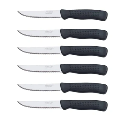 Image de Arcos Set de Couteaux à Steak Table 6 PZAS Poignée en Polypropylène Lame 110 mm Emballage écologique Va au lave vaisselle Couleur Noir