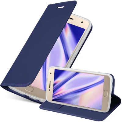 Afbeelding van Cadorabo Hoesje geschikt voor Motorola MOTO G5 PLUS in CLASSY DONKER BLAUW Beschermhoes met magnetische sluiting, standfunctie en kaartvakje Book Case Cover Etui