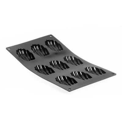Afbeelding van De Buyer 9 Madeleines MOUL&#039;FLEX siliconen plaat 17,5 x 30 cm zwart