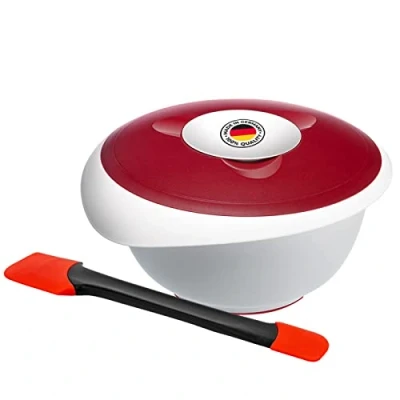 Afbeelding van Westmark Keuken en bakset, 2 delig, mengkom met deksel 3,5 l spatel afneembare siliconen koppen, kunststof/siliconen, duo, wit/rood/zwart, 315522E6