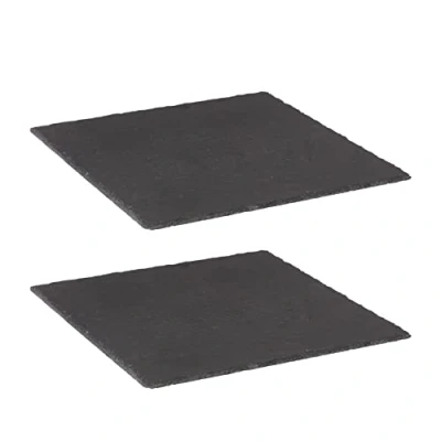 Afbeelding van Westmark Set van 2 vierkante dienbladen natuurlijke leisteen met krasbescherming, 30 x cm, leisteen, tapas + vrienden, antraciet, 693222E3