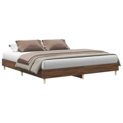 Afbeelding van vidaXL Bedframe zonder matras 200x200 cm spaanplaat bruin eikenkleurig