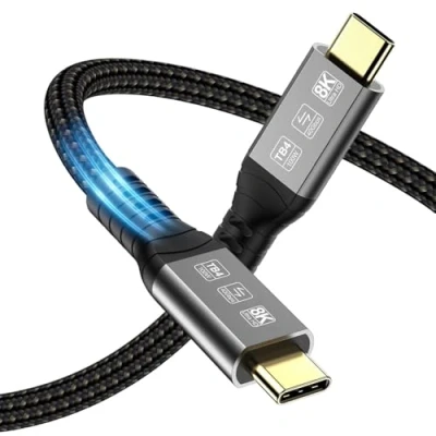 Afbeelding van Augusplay USB4 kabel met Thunderbolt 4 kabel, 2 m, snel opladen, 100 W, 40 Gbps datakabel, 8K 60 Hz beeld/video, USB C TB4 compatibel iPhone 15 Pro Max, Mac MacBook Pro, SSD eGPU
