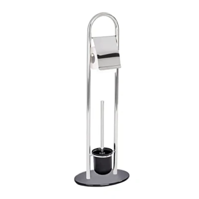 Afbeelding van Wenko Toiletrolhouder En Borstel Atlanta 78,5 Cm Rvs Zilver