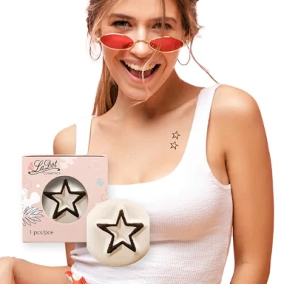 Afbeelding van LaDot Tattoo Stempel Steen S67 Small Ster Nep Black Kinderen en Volwassenen