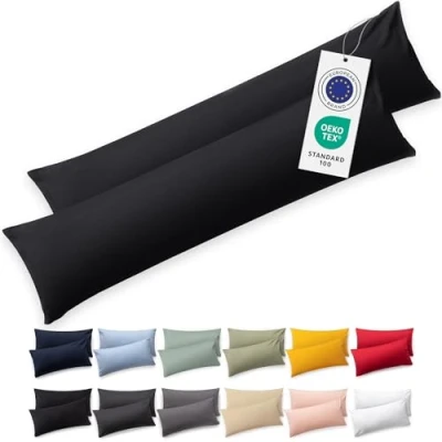 Afbeelding van Blumtal Set Van 2 Kussenslopen Superzachte Premium Jersey Kussenhoes 100% Katoen 40 x 145 cm Zwart