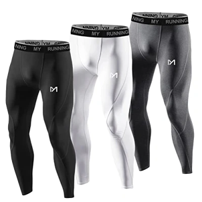 Afbeelding van MEETYOO Compressielegging voor heren, sneldrogend, hardlopen, fietsen, training, fitnessstudio, leggings, leggings