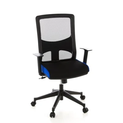 Afbeelding van Bureaustoel Verstelbare Armleuning Stof Zwart/Blauw Ergonomisch