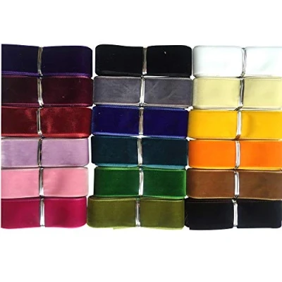 Afbeelding van Chenkou Craft Fluwelen lint, 18,8 m x 2,5 cm, 20 verschillende kleuren, 25 mm