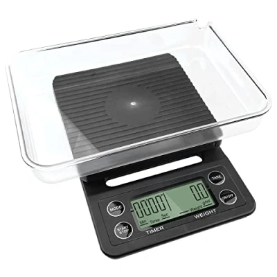 Afbeelding van Gvolatee koffieweegschaal, 5 kg/0,1 g, zwart, met timer, lcd display, keukenweegschaal kom, schaal tarrafunctie voor koken en bakken, precisie barista