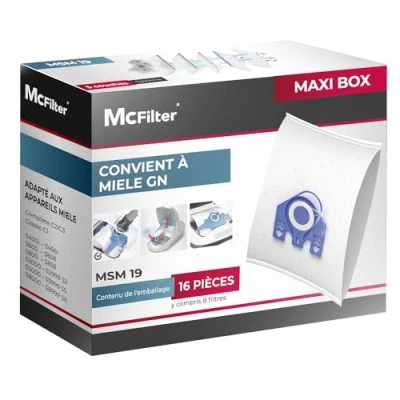 Afbeelding van McFilter 16 stofzuigerzakken geschikt voor Miele stofzuiger GN serie S2 S4 S5 S6 S8, Complete C2/C3, Classic C1 Stofzak incl. 8 filters MAXI BOX