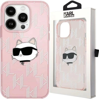 Afbeelding van Karl Lagerfeld IML Choupette Head &amp; Monogram hoesje voor iPhone 14 Pro roze