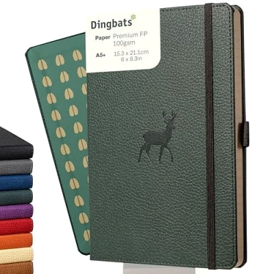 Afbeelding van Dingbats* Wildlife A5 Notitieboek Blue Whale Stippen A5+ / Gestippeld Green Deer