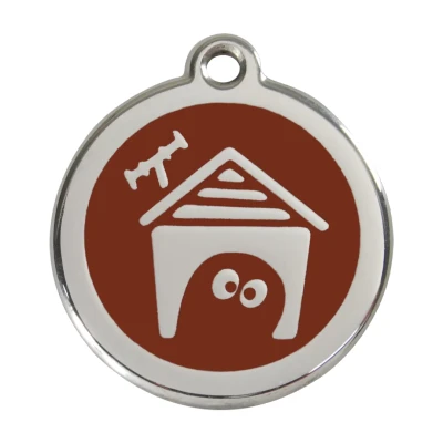 Afbeelding van Dog House Brown roestvrijstalen hondenpenning large/groot dia. 3,8 cm RedDingo