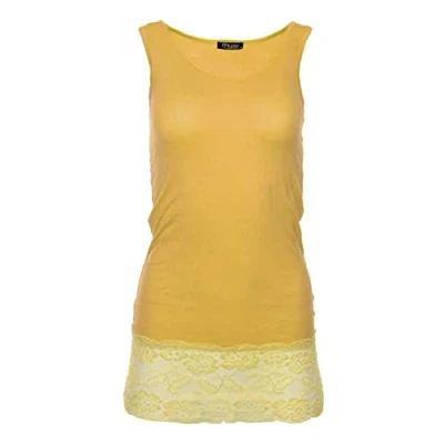 Afbeelding van Easy Young Fashion Dames tanktop met kanten zoom lang skinny fit ondergoed 0518, Rood