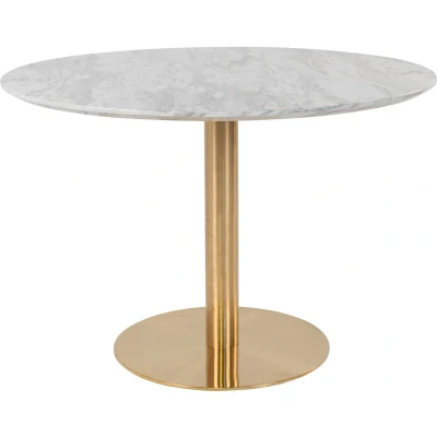 Afbeelding van House Nordic Bolzano Marmer Eettafel Wit Goud Ø110 cm