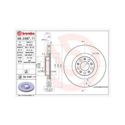 Afbeelding van MAGNETI MARELLI Remschijf ALFA ROMEO: Giulia Saloon 330, 330mm 28mm 5 70mm interne ventilatie met druppelvormige vleugels 360406127901 Remschijven