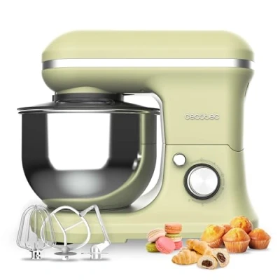 Afbeelding van Cecotec Cecomixer Merengue mixer, 5 l, 1200 groen, W, met 6 standen, planetaire beweging, elegant design, roestvrijstalen kom van l en accessoires voor kloppen kneden
