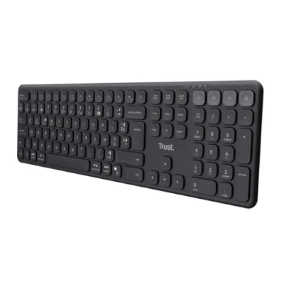 Image de Trust Vaiya Clavier multi appareil full size sans fil 2.4 GHz, Bluetooth AZERTY Français noir boîte en carton