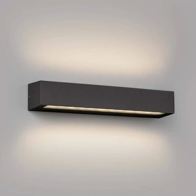 Afbeelding van Buitenwandlamp Doro, grijs, aluminium, breedte 38 cm, 2 lamps.