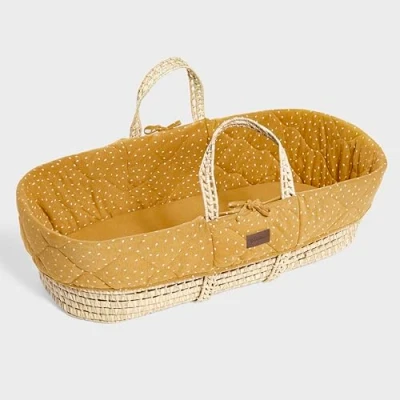 Afbeelding van The Little Green Sheep Quilted Moses Basket Honey Rice