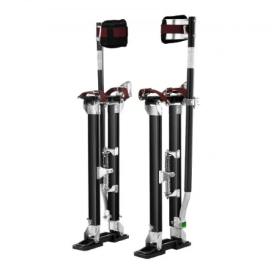 Image de VEVOR Échasses pour Cloison Sèche Réglables 61 101,6 cm Plaquiste Alliage d&#039;Aluminium Charge 103 kg Pieds 27 29 Genouillères de Protection Travaux Peinture Déco Maison Plafond Noir