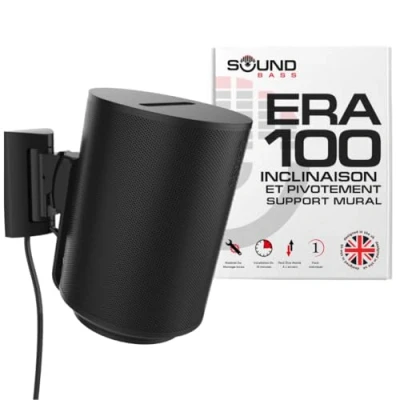 Afbeelding van ERA100 Wandhouder kantelbaar en draaibaar, zwart, enkel (1 stuk), compatibel met Sonos ERA 100, moeiteloze installatie, inclusief montageset