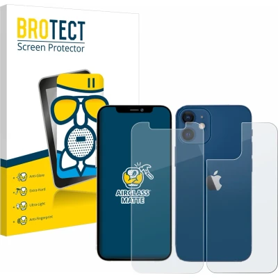 Afbeelding van BROTECT Screenprotector voor Apple iPhone 12 / Pro (Voorkant + Achterkant) Folie Beschermfolie Beschermglas matte