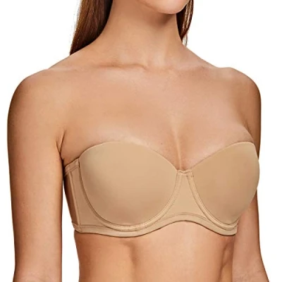 Afbeelding van MELENECA Damesbeha, grote maat, met beugels, gevormd, zonder bandjes, Amandel, 95C