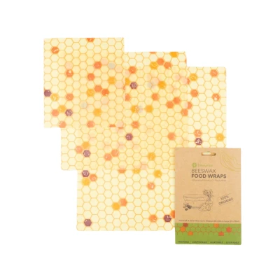 Afbeelding van Biologische Bijenwas Doeken 3 Pack Combinatie S/M/L Herbruikbaar Plastic Vrij Duurzaam Cadeau Free Alternative to Cling Film Organic Beeswax Food Wraps Set