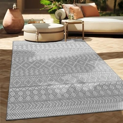 Afbeelding van Paco Home In &amp; Outdoor Vloerkleed Balkon Terras Keukenvloerkleed Modern Boho Ethno Patroon 133x190 cm