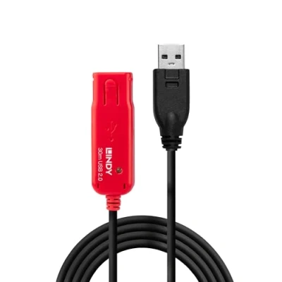 Afbeelding van LINDY USB kabel 2.0 A stekker, bus 30.00 m Zwart, Rood 42923