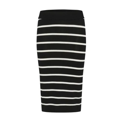 Afbeelding van Kaffe Rok Kalizza Knit Skirt 10509798 107263 Black/chalk Stripe Dames Maat M