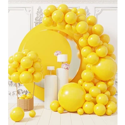 Afbeelding van AULE 100 stuks gele ballonnenboogslingers, 45,7 cm, 25,4 12,7 verschillende maten, glanzend chroom, heliumballonnen, feestdecoratie voor verjaardag,