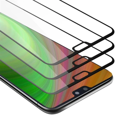 Afbeelding van Cadorabo 3x Screenprotector geschikt voor Huawei P20 Volledig scherm pantserfolie Beschermfolie in TRANSPARANT met ZWART Getemperd (Tempered) Display beschermend glas 9H hardheid 3D Touch