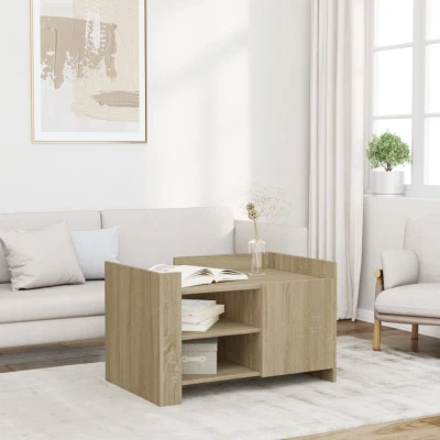 Afbeelding van Salontafel 80x50x50 cm bewerkt hout sonoma eikenkleurig