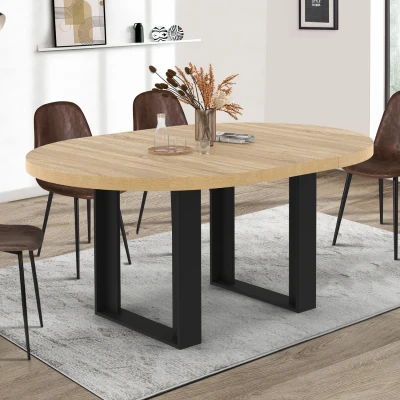 Afbeelding van PHOENIX uitschuifbare ronde eettafel 4 6 personen hout en zwart 110 150 cm