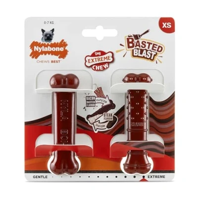 Afbeelding van Nylabone Dog Extreme chew Basted Blast BACON&amp;STEAK Extra Small tot 7 KG
