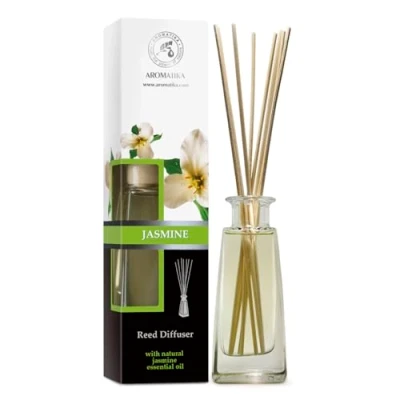 Afbeelding van Jasmijn Kamergeur 100 ml Kamergeurverspreider met Natuurlijke Essentiële Olie 8 Rotanstokjes Zonder Alcohol Beste Luchtverfrisser voor Thuis Kantoor Spa Aromatherapie