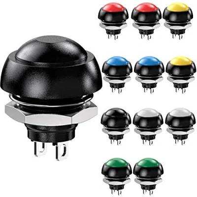 Afbeelding van Gebildet 12 stuks mm waterdichte momentane drukknop SPST ON/OFF 3A/3V 5V 9V 12V 24V 230VAC, ontgrendelbare ronde knop, voor autotrompet, pc, tafellamp, huisbel
