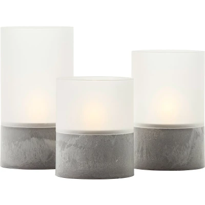 Afbeelding van Brilliant Bougie Batterij Tafellamp LED Flickering Candle Light Set Grijs/Wit IP44