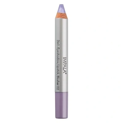 Afbeelding van Impala 3 in 1 jumbo potlood, kleur 02 paars, oogschaduw, lippenstift en rouge, gladde langdurige textuur, intensieve kleuren