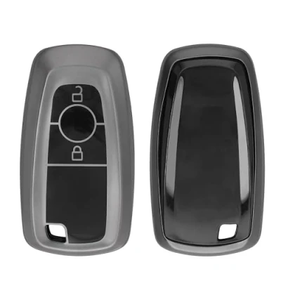 Afbeelding van kwmobile autosleutel hoesje geschikt voor Ford 2 knops Keyless Go hoes TPU behuizing Beschermende auto sleutel case Sleuteletui in mat zwart /