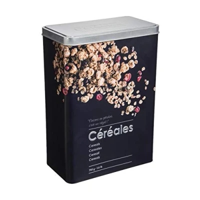 Afbeelding van 5five mueslidoos 750g metaal black edition zwart