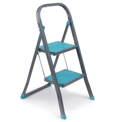 Afbeelding van Beldray LA023957TQ Ladder met 2 treden, antislip, robuust en staal, veiligheidsclip, hoogte ca. m, turquoise/grijs